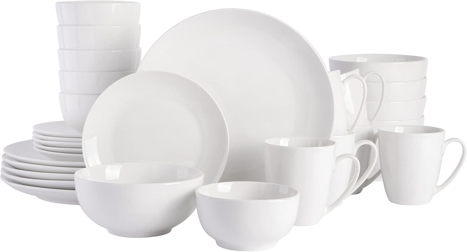 Gibson Home Zen Buffet Porcelain Dinnerware Set, Service For 6 (30pcs), White (Coupe) Gibson Home Zen Buffet Porcelain Dinnerware Set, Service for 6 (30pcs), White (Coupe)