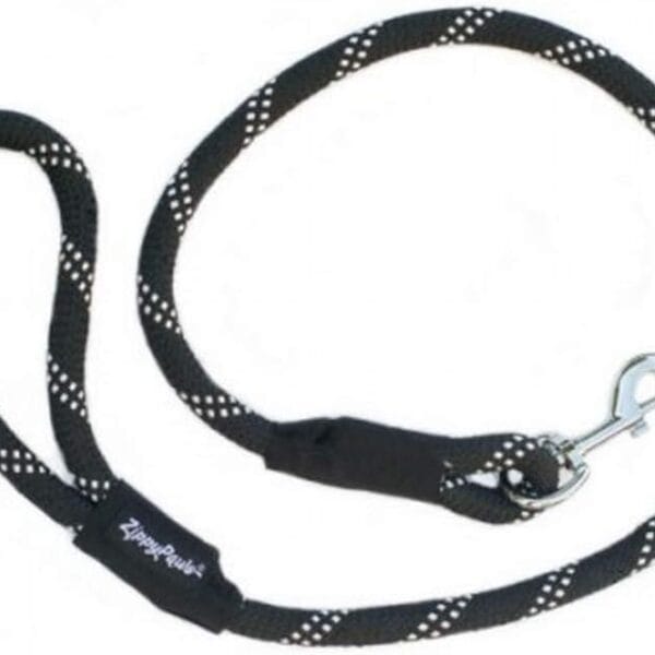 ZippyPaws Climbers Rope Heavy Duty Dog Leash - Thick Leashes for Large Breed Dogs, Durable 2/3'' Climbing Rope, 6 Feet Long, Comfortable Woven Design, Tested Strength Over 3000 lbs - Black