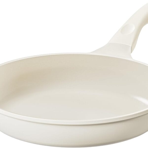 Redchef Ceramic Pan Nonstick, Nonstick Frying Pan, Large Fry Pans, PFAS & PFOA-Free, Non-Toxic, Induction Compatible Pans, Ergonomic Handles, Suitable for All Stove, Beige White, 11"