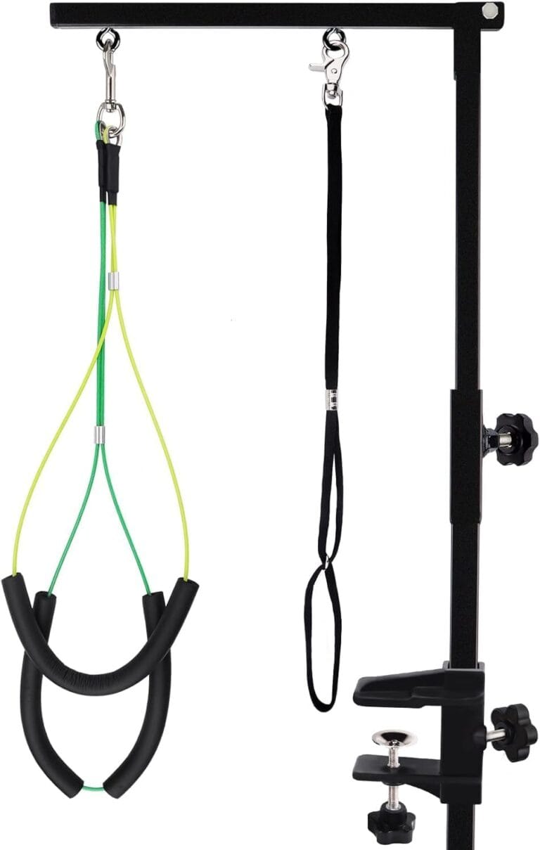 Kalolary Foldable Pet Dog Grooming Arm with Clamp, Dog Grooming Loop Noose & Two No Sit Haunch Holder (Single Arm)