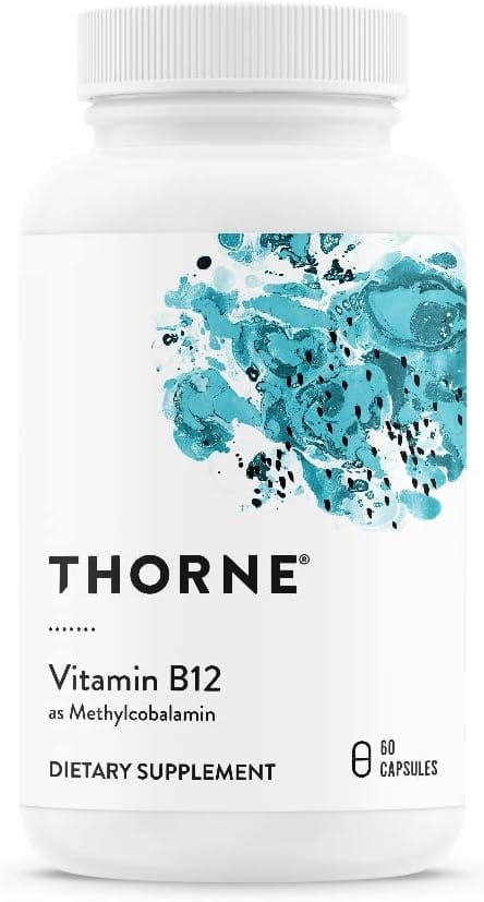 THORNE - Vitamin B12 - as Methylcobalamin - Supports Heart & Nerve Health, Blood Cell Function, Healthy Sleep & Methylation* - Gluten, Dairy & Soy-Free - 60 Capsules