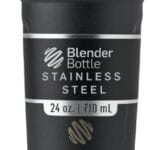 BlenderBottle Strada Shaker Cup Insulated Stainless Steel Water Bottle with Wire Whisk, 24-Ounce, Black