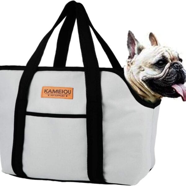 KAMEIOU Pet Dog Purse Tote Carrier Bag for Medium Dogs Travel Soft-Sided Purse Carriers with Pocket Safety Tether Stand Pedal Portable Dog Sling Tote Carrier Purses for Small Medium Dog Doggy Carriers