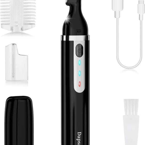 Eyebrow Trimmer, Electric Eyebrow Razor for Women Men, Rechargeable Painless LED Light Facial Hair Shaver Remover with Rinseable Blade for Face Lips Neck Leg