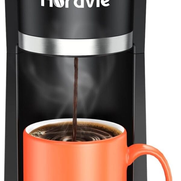 Single Serve Coffee Maker, Fast Brew One Cup Coffee Machine for K Cup and Grounds, 6 to 12 oz. Brew Sizes, Pod Coffee Machine Fit 5.5 In Mug