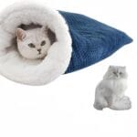 Cat Winter Sleeping Bag, Cat Sleeping Bag, Cat Bed Cave, Soft Plush Large Cat Sack Self Warm Cat Bed, Pet Mat Warming Pad Sack, for Indoor Cats for Small Dogs19.6 * 18.5 inch (Blue)