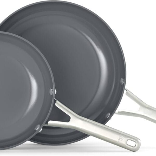 Calphalon Ceramic Nonstick 8" and 10" Frying Pan Set, Silver Ash