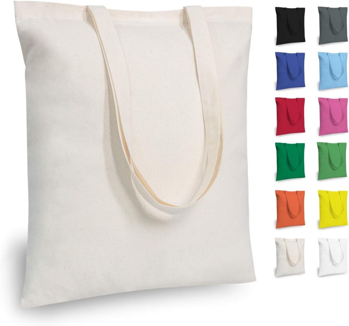 TOPDesign 5 | 12 | 24 | 48 | 192 Pack Economical Cotton Tote Bags, Lightweight Medium Reusable Grocery Shopping Cloth Bags, Suitable for DIY, Advertising, Promotion, Gift, Activity (5-Pack)