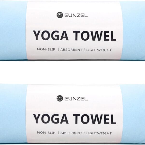 Eunzel 2 Pack Hot Yoga Towel Non Slip Yoga Mat Towel Non-Slip Sweat Absorbent Microfiber Towel for Hot Yoga, Pilates and Workout 72" x 26.5", Blue