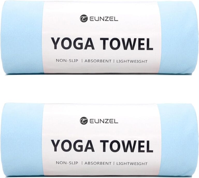Eunzel 2 Pack Hot Yoga Towel Non Slip Yoga Mat Towel Non-Slip Sweat Absorbent Microfiber Towel for Hot Yoga, Pilates and Workout 72" x 26.5", Blue