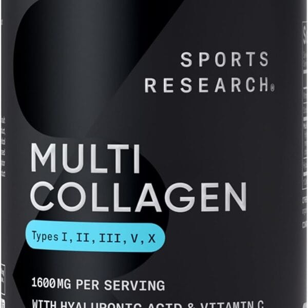 Sports Research Multi Collagen Pills for Women & Men - Collagen Peptides (Type I, II, III, V, X) Enhanced with Hyaluronic Acid & Vitamin C - Gluten Free  Non-GMO - 90 Capsules
