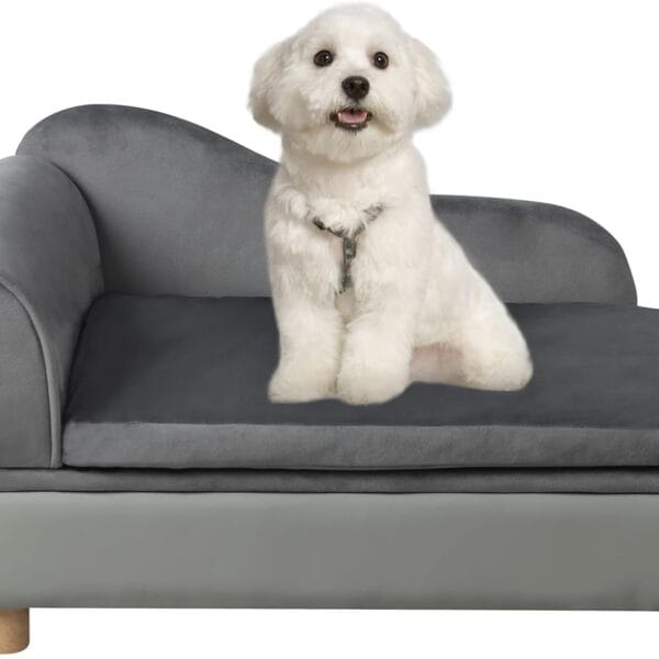 Pet Bed Sofa, Puppy Bed with Storage, Small Dog Couch with Removable & Washable Cushion, Comfy Pet Couch Bed for Cats & Puppy (Gray)