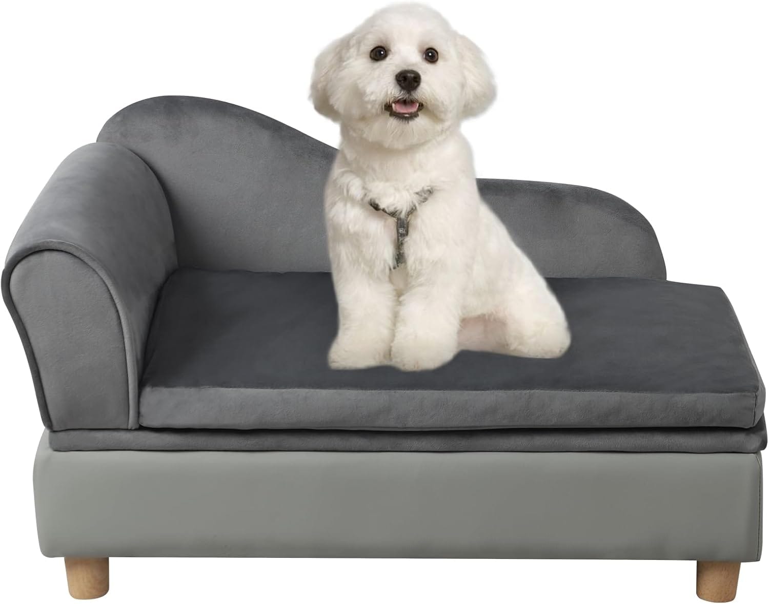 Pet Bed Sofa, Puppy Bed with Storage, Small Dog Couch with Removable & Washable Cushion, Comfy Pet Couch Bed for Cats & Puppy (Gray) Pet Bed Sofa, Puppy Bed with Storage, Small Dog Couch with Removable & Washable Cushion, Comfy Pet Couch Bed for Cats & Puppy (Gray)