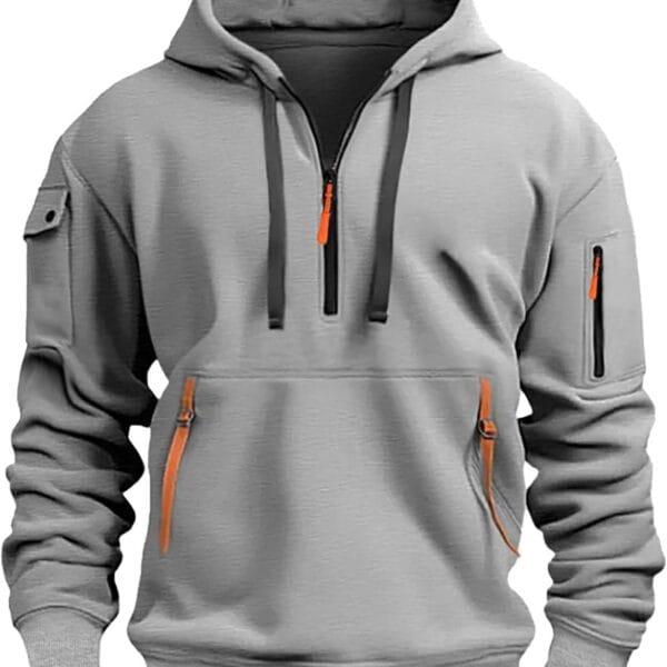2025 Hoodies for Men 1/4 Zip Up Long Sleeve Plus Size Pullover Sweatshirt Fall Winter Vintage Clothes with Pockets