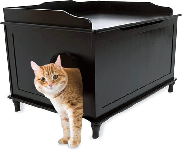 Designer Catbox Cat Litter Box Enclosure, Hidden, Dog-Proof Pet Furniture with Cover, Elegant, Covered, Odor Contained for Large Cats, Cat Litter Box Furniture with Lid, Black, Jumbo Sized