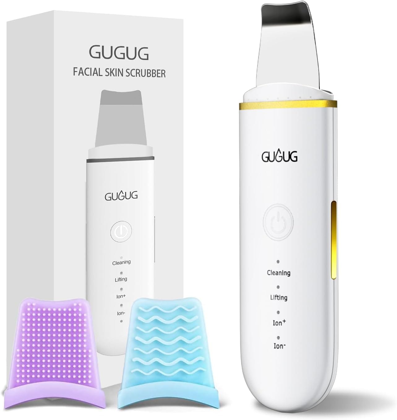 GUGUG Skin Scrubber Face Spatula Skin Spatula Pore Cleaner Blackhead Remover Tools For Facial Deep Cleansing 4 Modes White GUGUG Skin Scrubber Face Spatula Skin Spatula Pore Cleaner Blackhead Remover Tools for Facial Deep Cleansing-4 Modes -White
