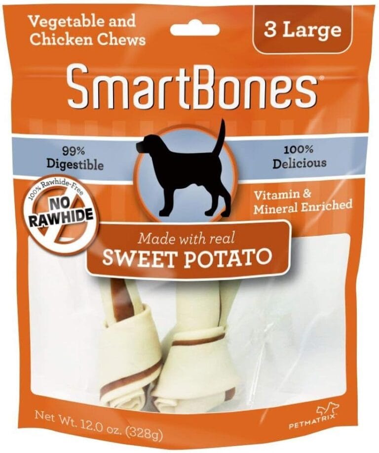 SmartBones Large Chews, Treat Your Dog to a Rawhide-Free Chew Made With Real Meat and Vegetables 3 Count (Pack of 1)