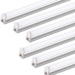 Barrina (6 Pack LED T5 Integrated Single Fixture, 4FT, 2200lm, 6500K Super Bright White, 20W Utility LED Shop Light, Ceiling and Under Cabinet Light, Corded Electric with ON/Off Switch, ETL Listed