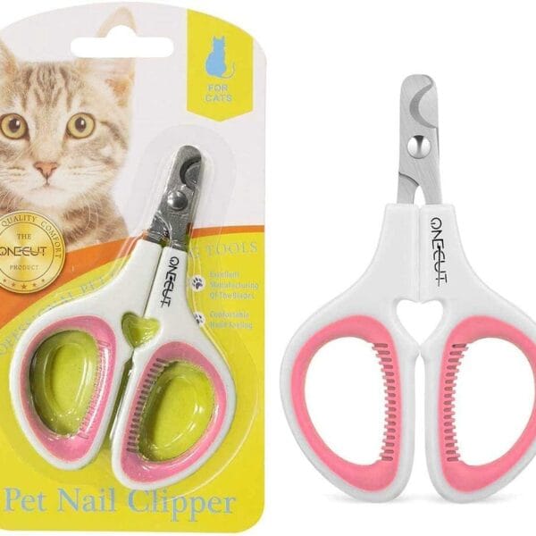 OneCut Pet Nail Clippers, Update Version Cat & Kitten Claw Nail Clippers for Trimming, Professional Pet Nail Clippers Best for a Cat, Puppy,Rabbit, Kitten & Small Dog,Sharp & Safe (Pink)