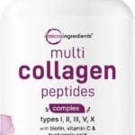 Micro Ingredients Multi Collagen Pills for Women & Men, 240 Capsules | Type I, II, III, V, X - Hydrolyzed Peptides with Biotin, Hyaluronic Acid & Vitamin C | Hair, Skin, Nail & Joint Support*
