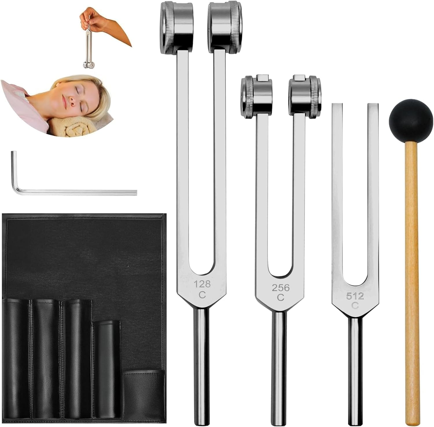 Tuning Forks for Healing Instrument (128Hz, 256Hz, 512Hz) - Tuning Fork Set with Reflex Hammer, Sound Healing Instruments for Essential Yoga/Chakra/Sound Therapy/Meditation Beginner Tuning Forks for Healing Instrument (128Hz, 256Hz, 512Hz) - Tuning Fork Set with Reflex Hammer, Sound Healing Instruments for Essential Yoga/Chakra/Sound Therapy/Meditation Beginner