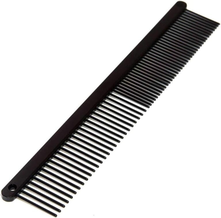 Ryan's Pet Supplies Paw Brothers Greyhound Style Comb for Dogs, Professional Grade Grooming Tool, Remove Knots and Tangles, True Teflon, Fine/Coarse, Ergonomic Handle, 7.5in