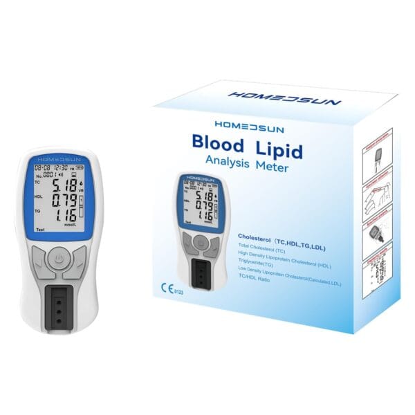 HSLPM-102 Portable Cholesterol Testing Kit Home Use 4 in 1 TC HDL LDL Triglyceride Blood Lipid Analysis Meter Device Quick Results Easy to Use with 10Pcs Strips Lancets Droppers