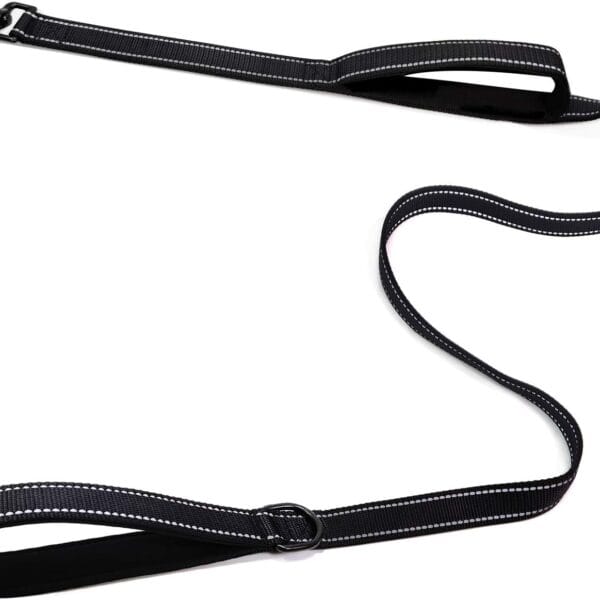 Dog Leash 5ft Long - Traffic Padded Two Handle - Heavy Duty - Double Handles Lead for Control Safety Training - Leashes for Large Dogs or Medium Dogs Black