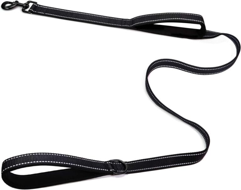 Dog Leash 5ft Long - Traffic Padded Two Handle - Heavy Duty - Double Handles Lead for Control Safety Training - Leashes for Large Dogs or Medium Dogs Black