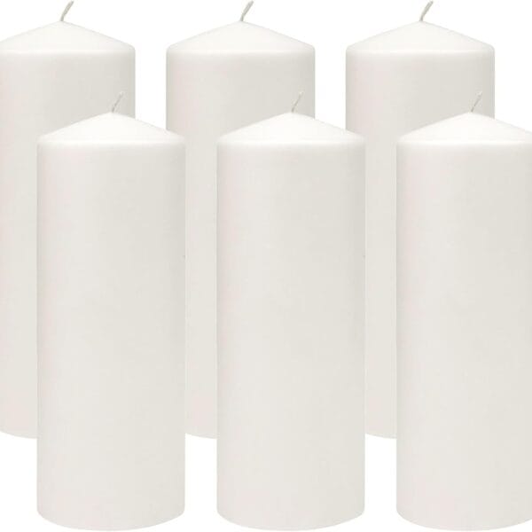 Stonebriar Unscented White Tall Pillar Candles, 80 Hour Burning Candle Pillars, Perfect for Decor, Weddings, Emergencies 3" X 8", 6 count