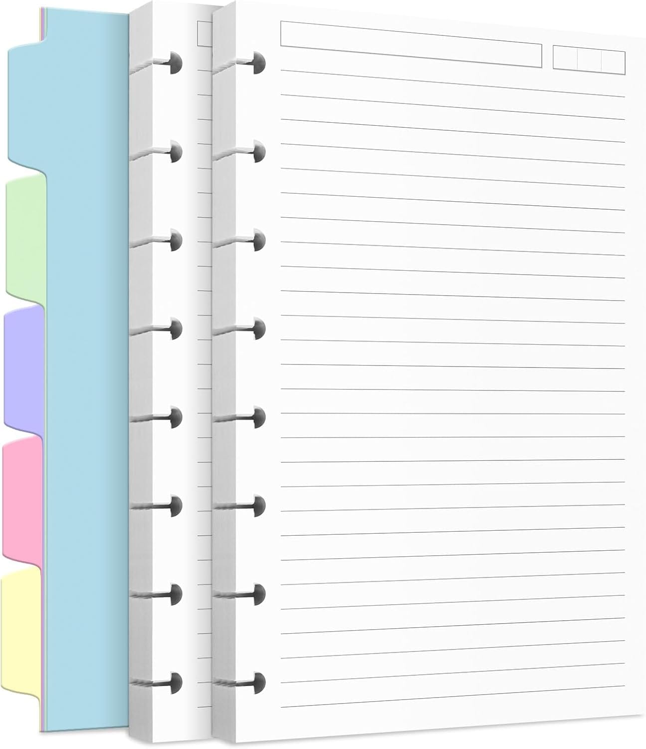 Discbound Refill Paper, Disc Paper Refill For Note Taking System Discbound Planner Inserts With 240 Pages, 5 Sheets Dividers,White Paper Refill, Junior Size 5.6" X 8.3 " Discbound Refill Paper, Disc Paper Refill for Note-Taking System Discbound Planner Inserts with 240 Pages, 5 Sheets Dividers,White Paper Refill, Junior Size 5.6" x 8.3 "