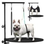 Dog Grooming Table Arm with Hammock, 35" Adjustable Height Grooming Arm with Clamp and No-Sit Haunch Holders, Suitable for Small & Medium Pets (Grooming Table Not Included)