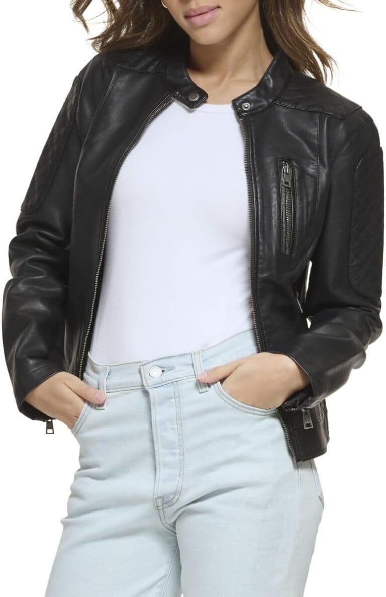 Levi's womens Faux Leather Motocross Racer Jacket (Standard and Plus)