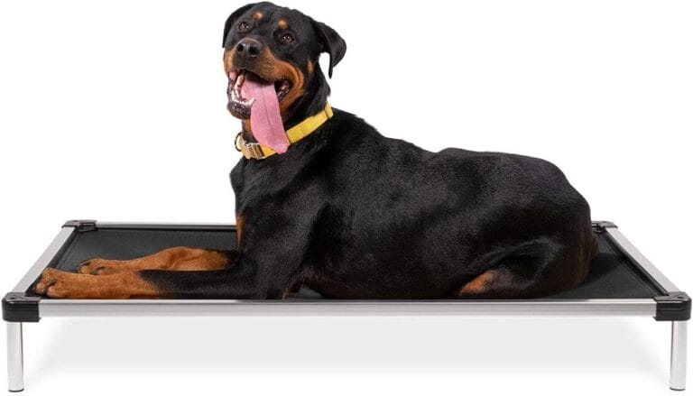 K9 Ballistics Chew Proof Elevated Outdoor Cooling Cot Bed for X Large Dogs - Virtually Indestructible, Preassembled, Withstands Aggressive Chewers - XL, Ripstop Obsidian Black