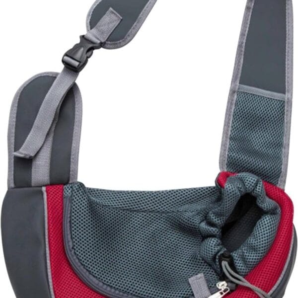 Dog Carrier Sling Front with Adjustable Strap Outdoor Travel Shoulder Pet Bag(Red)