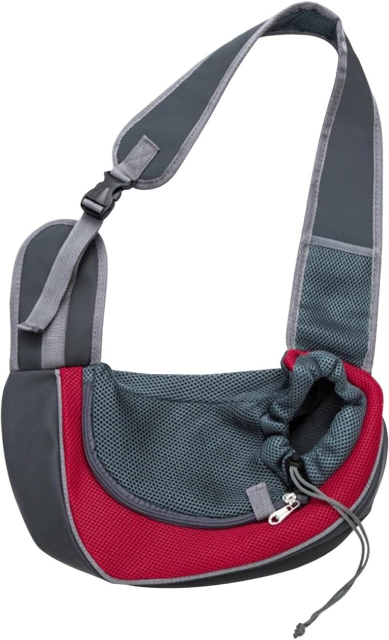 Dog Carrier Sling Front with Adjustable Strap Outdoor Travel Shoulder Pet Bag(Red)