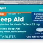 Amazon Basic Care Nighttime Sleep Aid Tablets for Adults, Doxylamine Succinate 25 mg, 96 Count