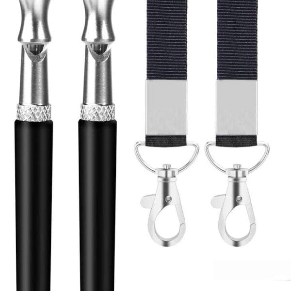 2 Pack Dog Whistle to Stop Barking Neighbors Dog - Adjustable Ultrasonic Silent Dog Whistle for Professional Training & Bark Control, with Lanyard (Black) - Effective Recall & Long Range