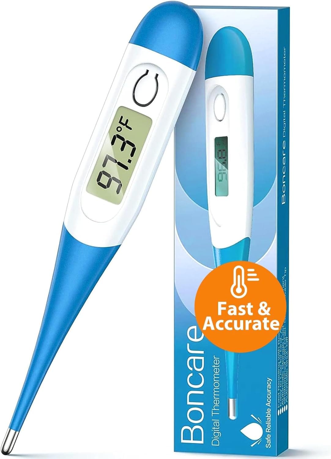 Boncare 10 Seconds Oral Thermometer For Adults And Kids Accurate & Safe Rectal Digital Thermometer For Baby With Fever Alarm (Light Blue) Boncare 10 Seconds Oral Thermometer for Adults and Kids - Accurate & Safe Rectal Digital Thermometer for Baby with Fever Alarm (Light Blue)