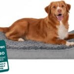 Furhaven Orthopedic Dog Bed for Large Dogs w/ Removable Washable Cover, For Dogs Up to 75 lbs - Ultra Plush Faux Fur & Suede Luxe Lounger Contour Mattress - Gray, Jumbo/XL