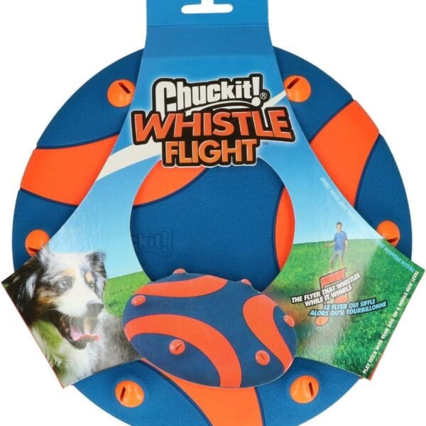 Chuckit! Whistle Flight Outdoor Dog Toy, Orange and Blue
