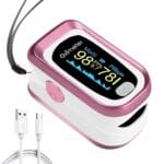 pulse oximeter rechargeable finger heart rate monitor Accurate measurement of SpO2 and heart rate with OLED screen-pink oximeter
