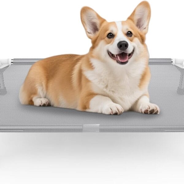 Elevated Dog Bed with Teslin Cooling Fabric - Lightweight Dog Cot for Small/Medium Dogs, Waterproof & Washable Breathable Mesh, Raised Pet Bed for Indoor Outdoor Use, Anti-Slip, Easy to Clean