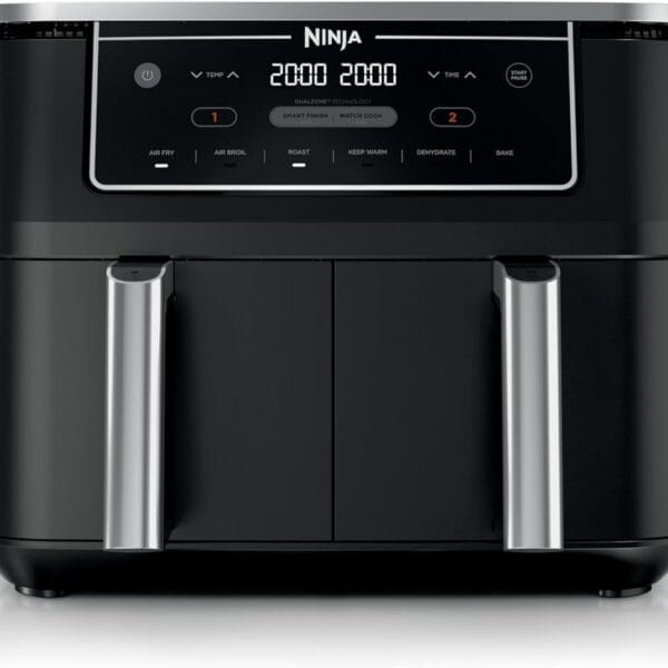 Ninja | Air Fryer | Finish Cooking Multiple Foods at the Same Time | 6-in-1 (Air Fry, Broil, Roast, Keep Warm, Dehydrate, Bake) | Fit up to 8lb Chicken Wings in the two 5 QT Baskets | DZ302