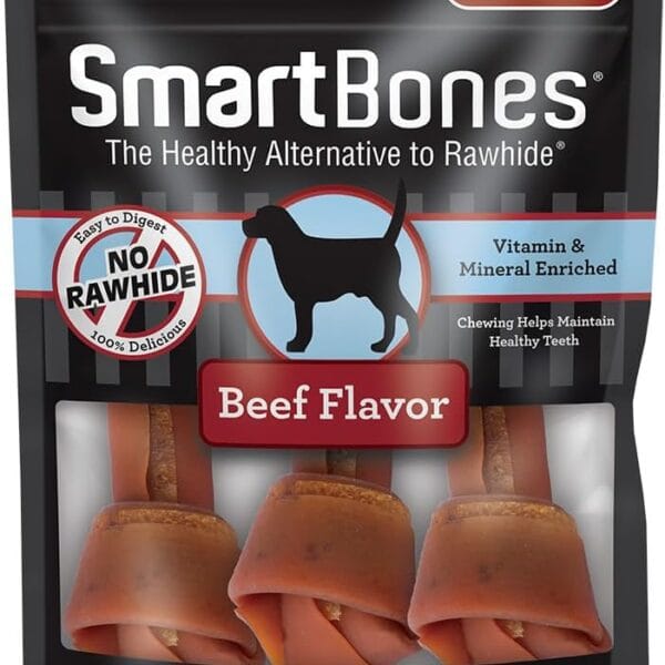 SmartBones Large Chews With Real Beef, Rawhide-Free Chews For Dogs, 3 Count