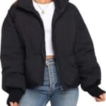 Gihuo Womens Winter Cropped Puffer Jacket Coat Short Warm Quilted Jacket 2025