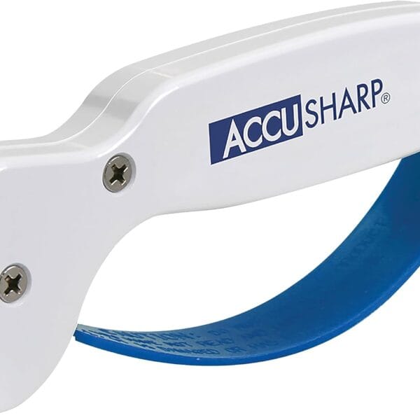 AccuSharp Knife Sharpener, Ergonomic Comfortable Handle, Compact & Easy to Use, Restore and Hone Straight & Serrated Knives, White