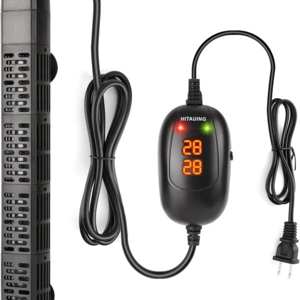 HiTauing Aquarium Heater, 50W/100W/200W/300W/500W Submersible Fish Tank Heater with Over-Temperature Protection and Automatic Power-Off When Leaving Water for Saltwater and Freshwater