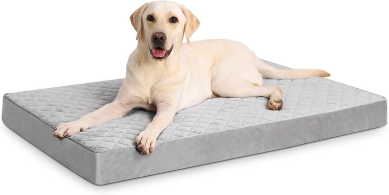 Orthopedic XL Dog Beds Large Sized Dog Waterproof Bed with Removable Washable Cover and Non-Slip Bottom, Quilting Pet Mattress for Crate, 41x27 Inch, Light Gray