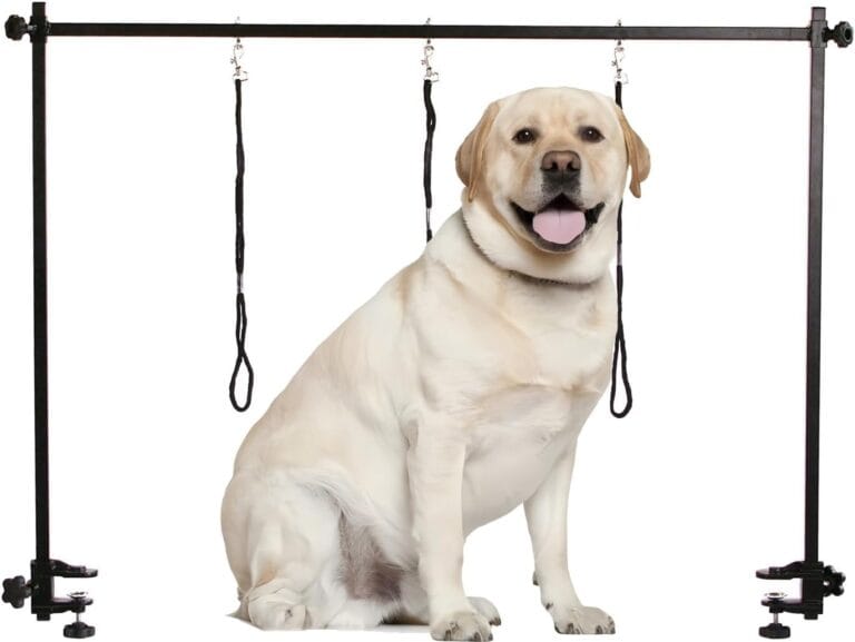 H-Shape Pet Grooming Arm with Clamp Dog Grooming Loop Noose, Heavy Duty Aluminum Alloy Frame with 35.4Adjustable Height and 35.4 ~ 47.2 Adjustable Width